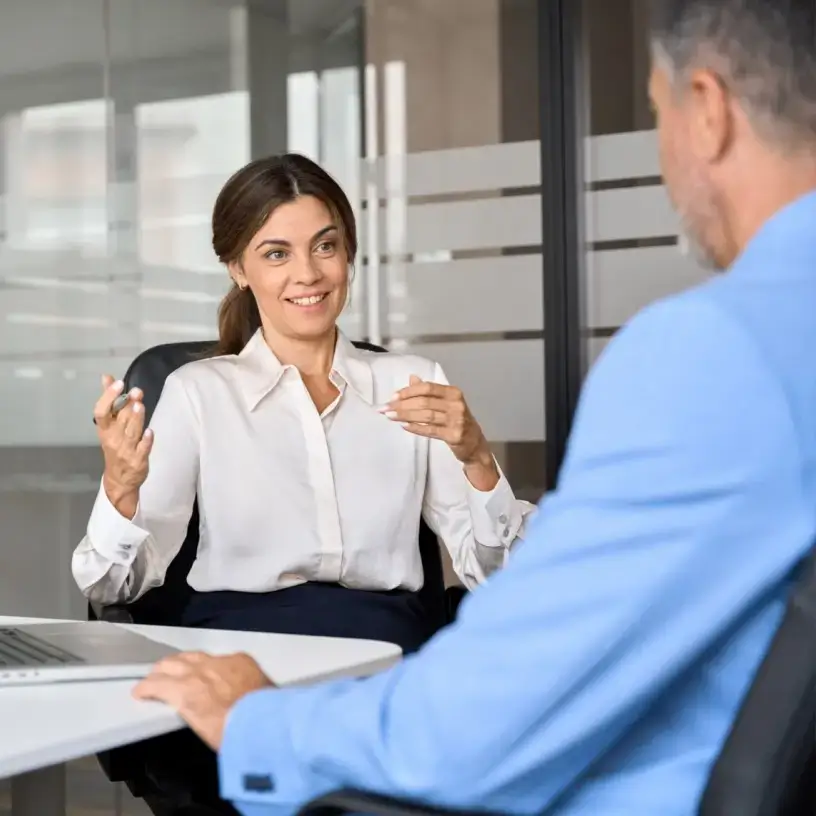 Professional advising her client